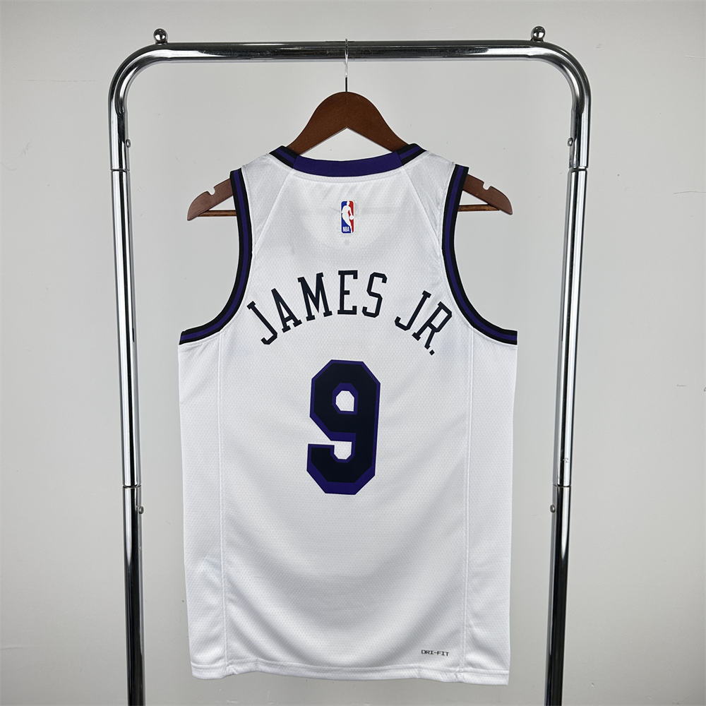 NBA Los Angeles Lakes Round Neck City Edition White Jersey JAMES JR.#9 S-XXL
