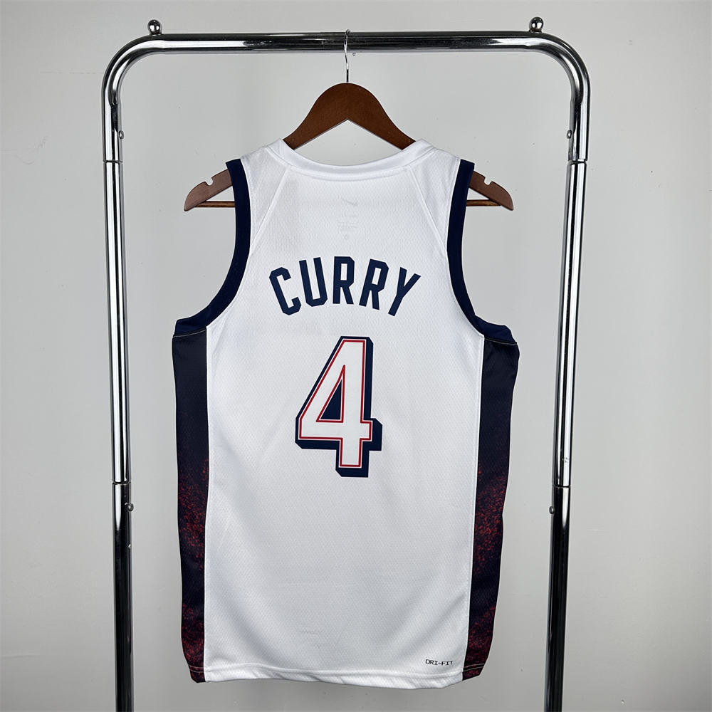 NBA USA 2024 Olympic Games White jersey CURRY#4 S-XXL