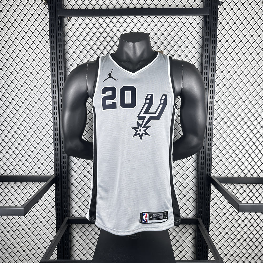NBA San Antonio Spurs 2021 V-Neck Grey jersey GINOBILI#20 S-XXL