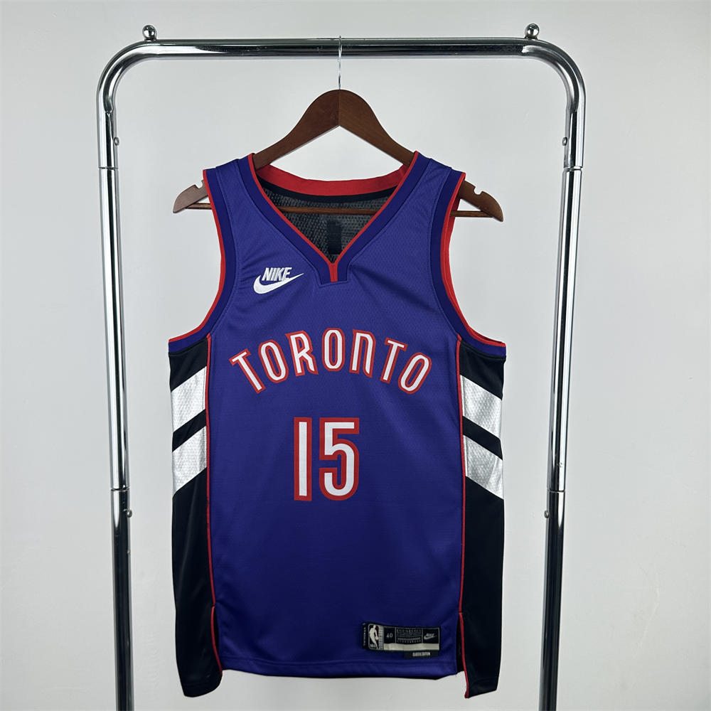 NBA Toronto Raptors 24/25 Retro Purple V-Neck Jersey CARTER#15 S-XXL