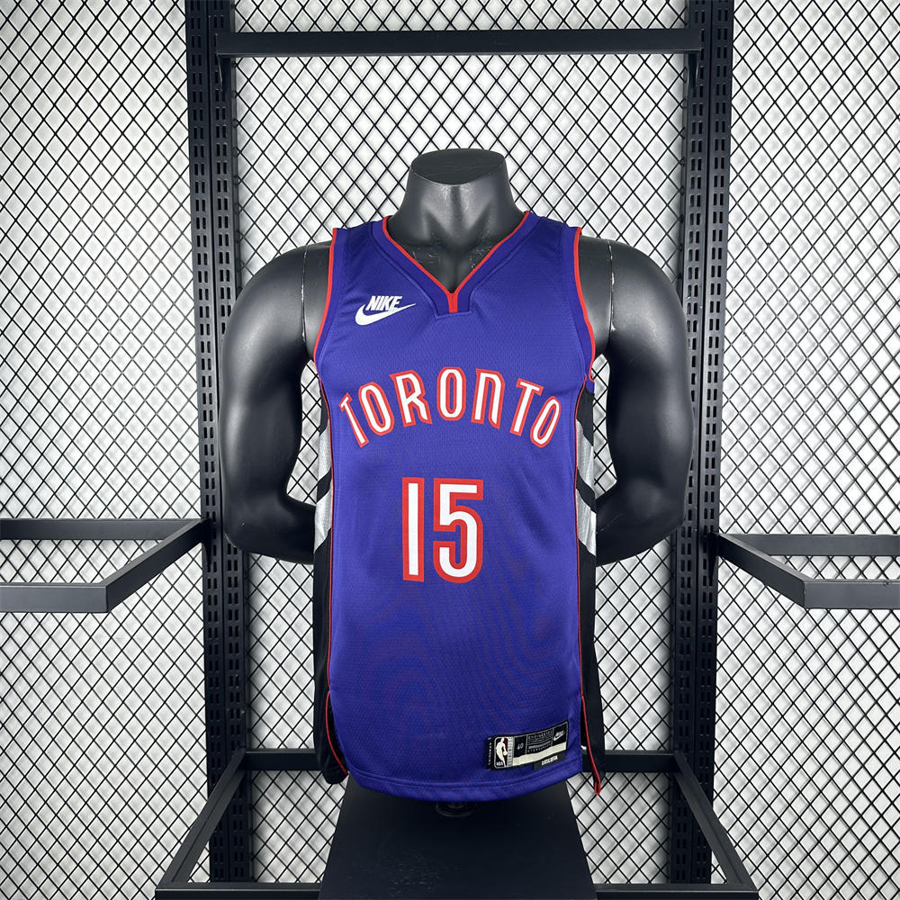 NBA Toronto Raptors 24/25 Retro Purple V-Neck Jersey CARTER#15 S-XXL