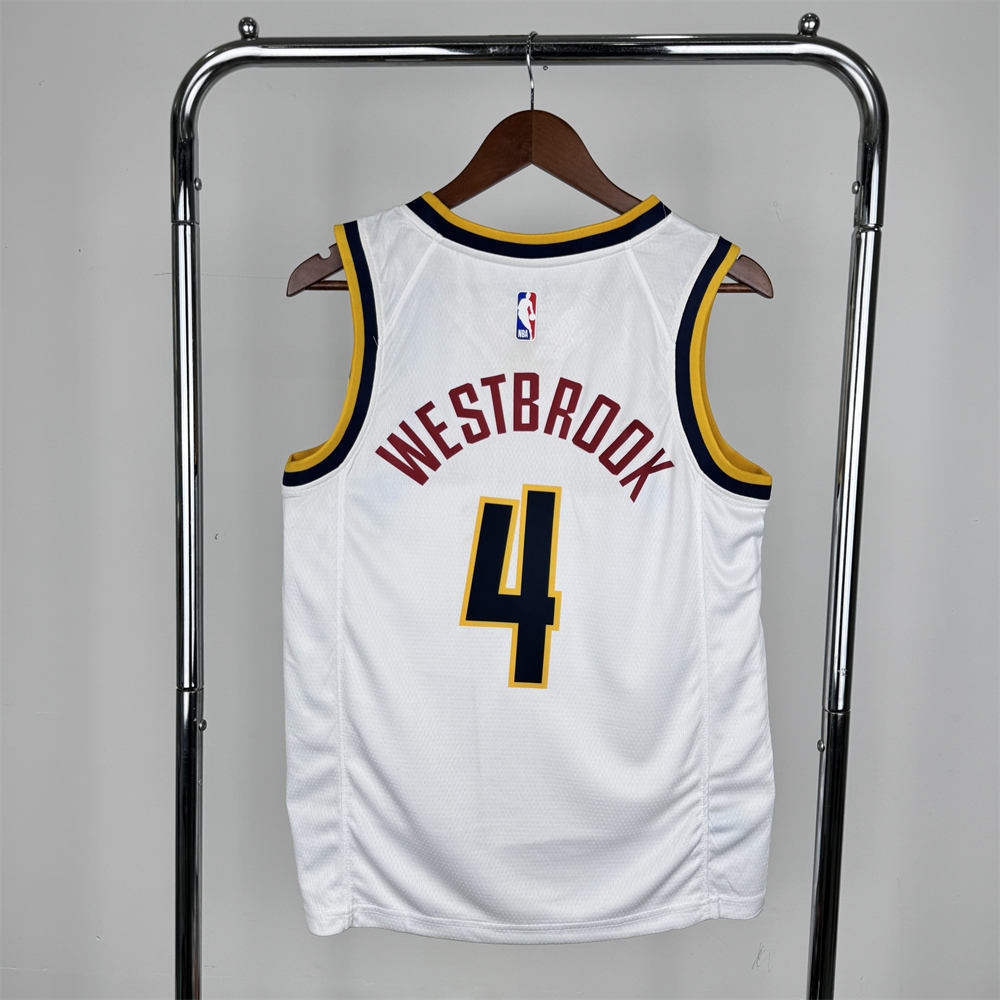 NBA Denver Nuggets Round Neck White jersey WESTBROOK#4 S-XXL