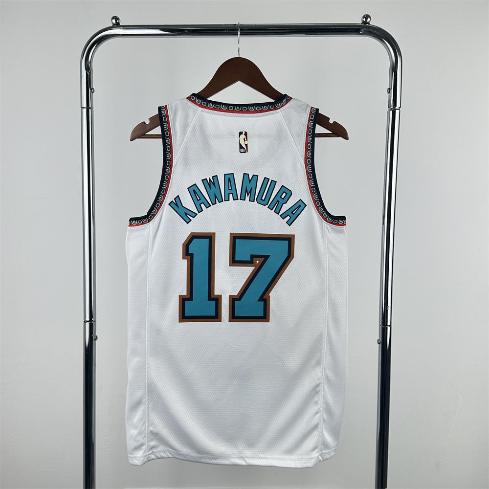 NBA Memphis Grizzies 24/25 Retro White jersey KAWAMURA#17 S-XXL