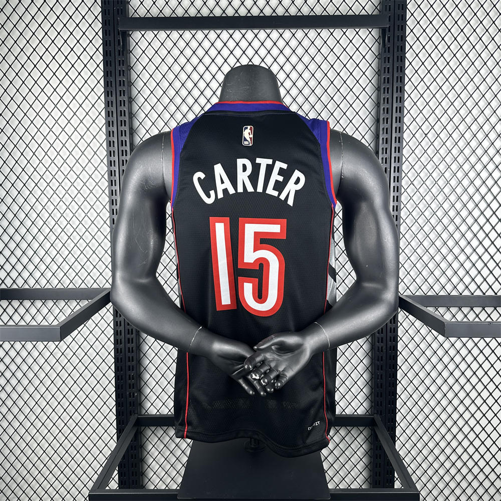 NBA Toronto Raptors 24/25 Retro Purple V-Neck Jersey CARTER#15 S-XXL