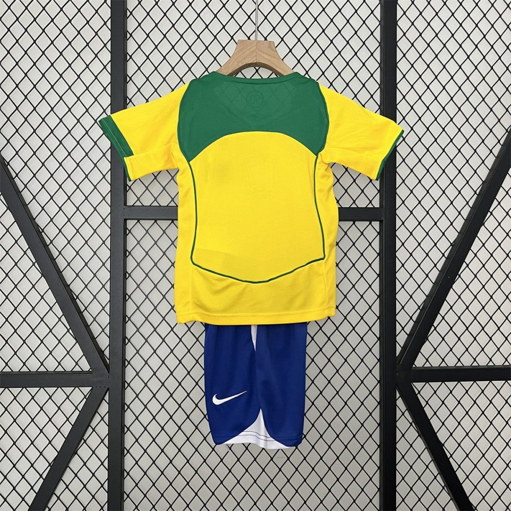 Retro 2004 Brazil home jersey Kid Kits Size 16-28