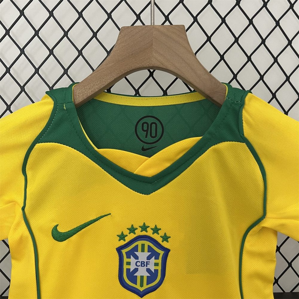 Retro 2004 Brazil home jersey Kid Kits Size 16-28