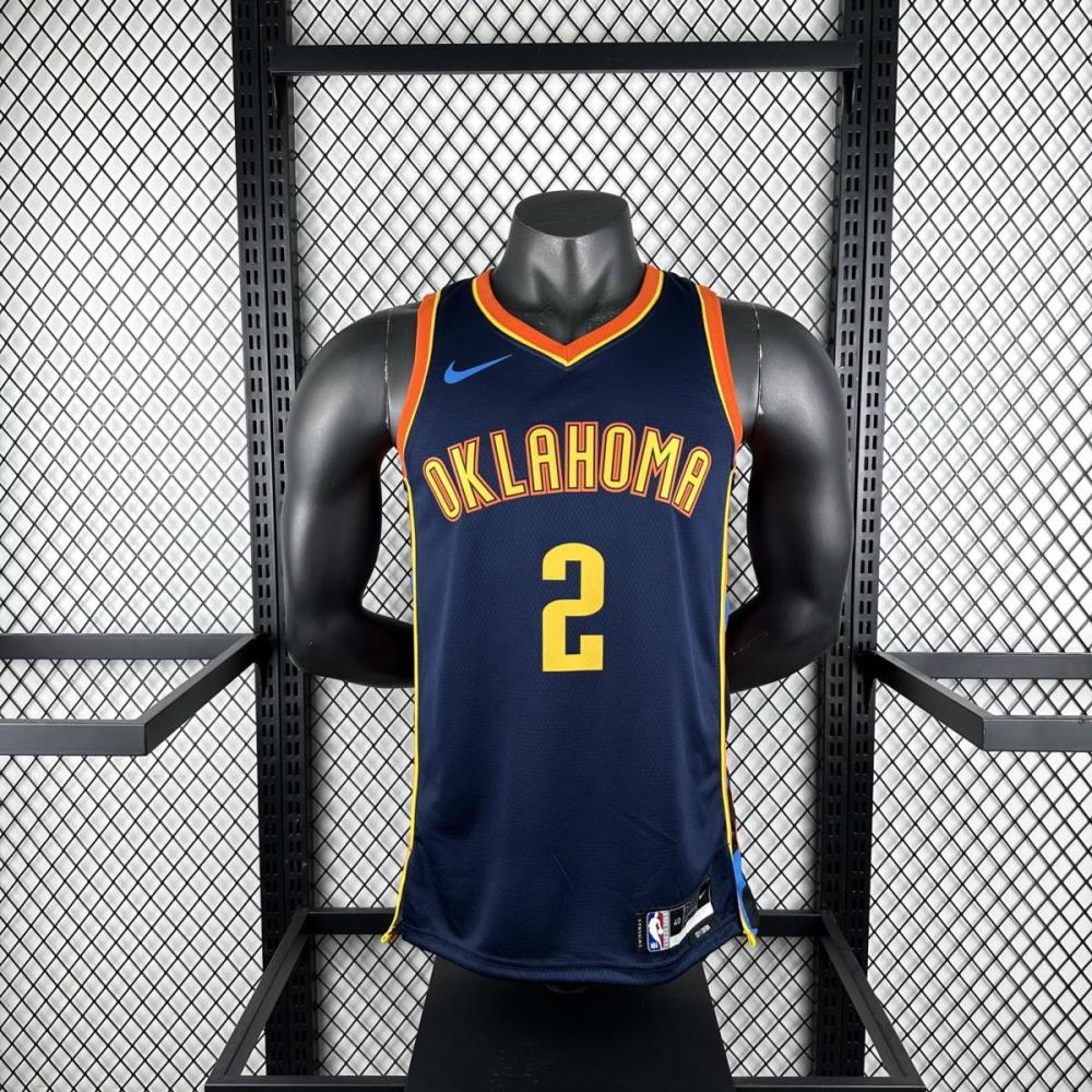 NBA Oklahoma City Thunder 24/25 City Edition V-Neck Black Jersey GILGEOUS-ALEXANDER#2 S-XXL