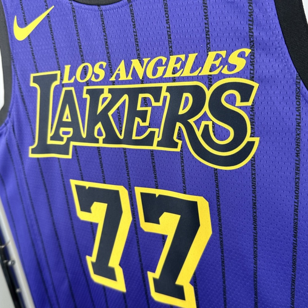 NBA Los Angeles Lakes Round Neck Purple Jersey DONCIC#77 S-XXL