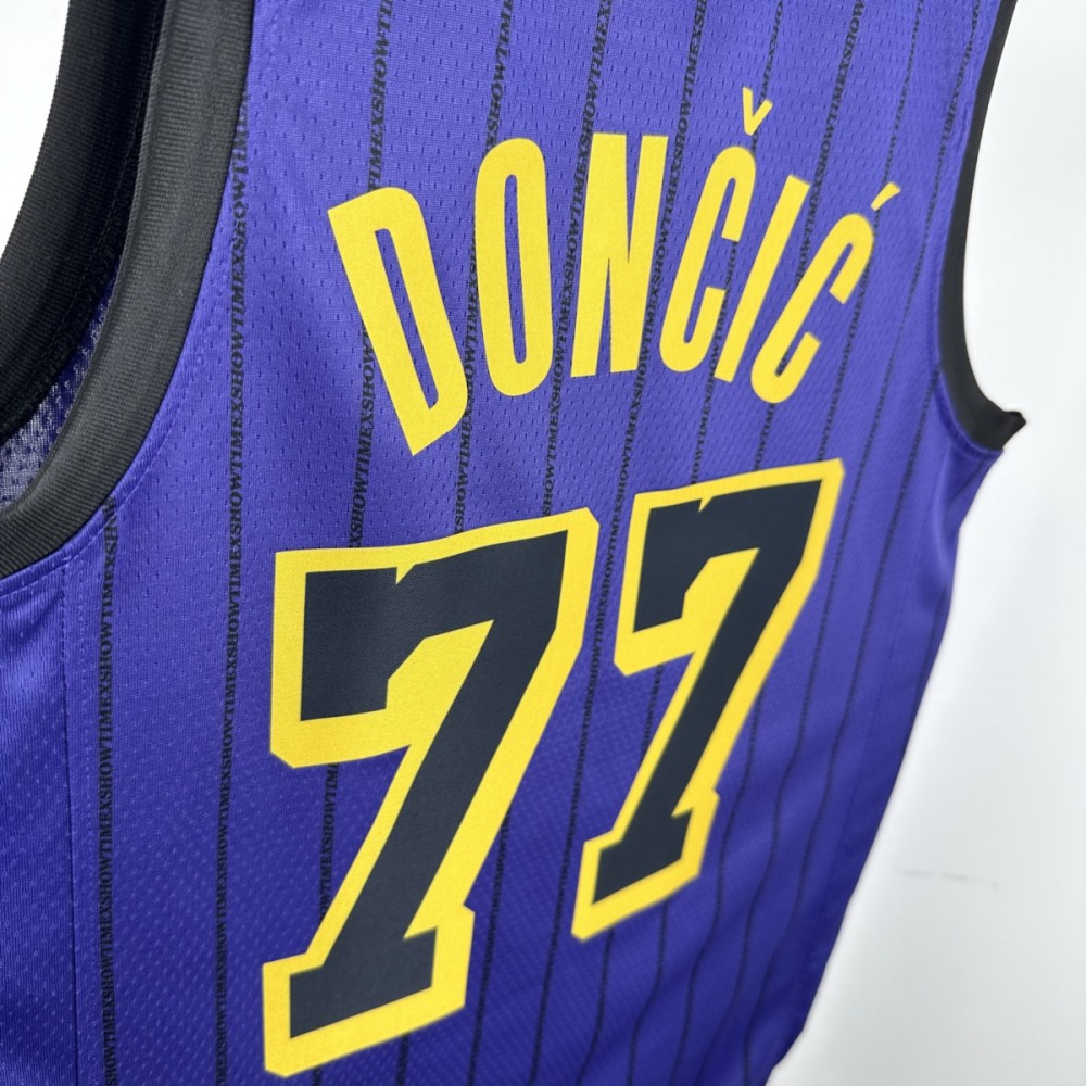 NBA Los Angeles Lakes Round Neck Purple Jersey DONCIC#77 S-XXL
