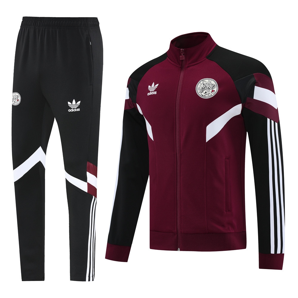 2024 Ajax Maroon Jacket Training Suit Set Football Team Shirt Sports Fashion