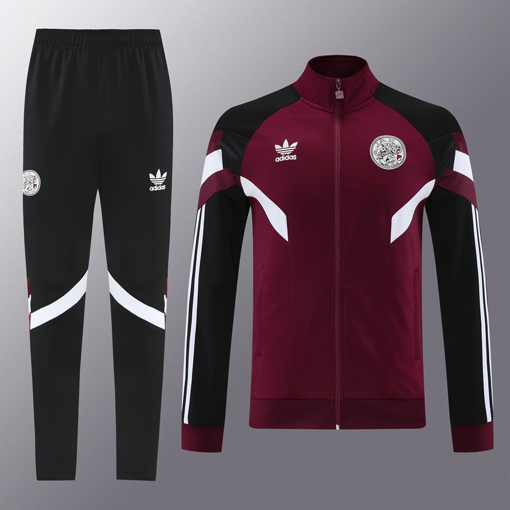 2024 Ajax Maroon Jacket Training Suit Set Football Team Shirt Sports Fashion