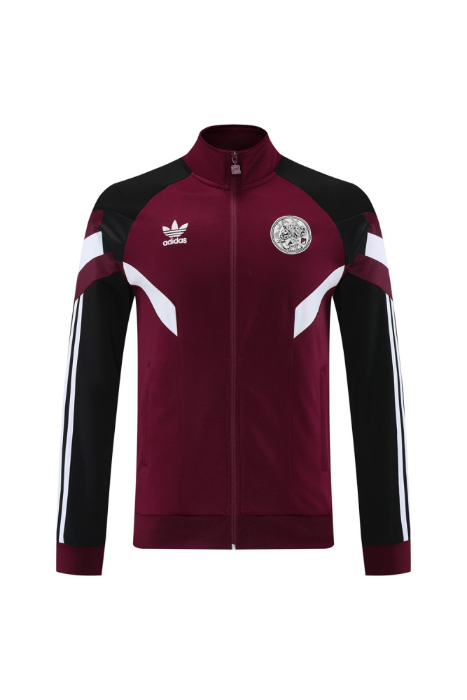 2024 Ajax Maroon Jacket Training Suit Set Football Team Shirt Sports Fashion