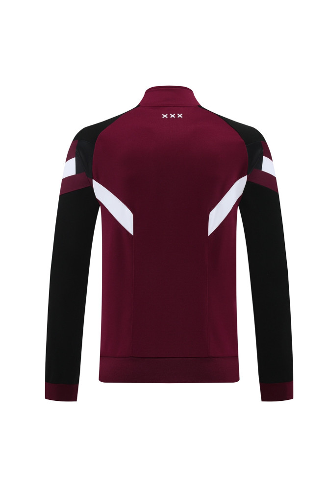 2024 Ajax Maroon Jacket Training Suit Set Football Team Shirt Sports Fashion
