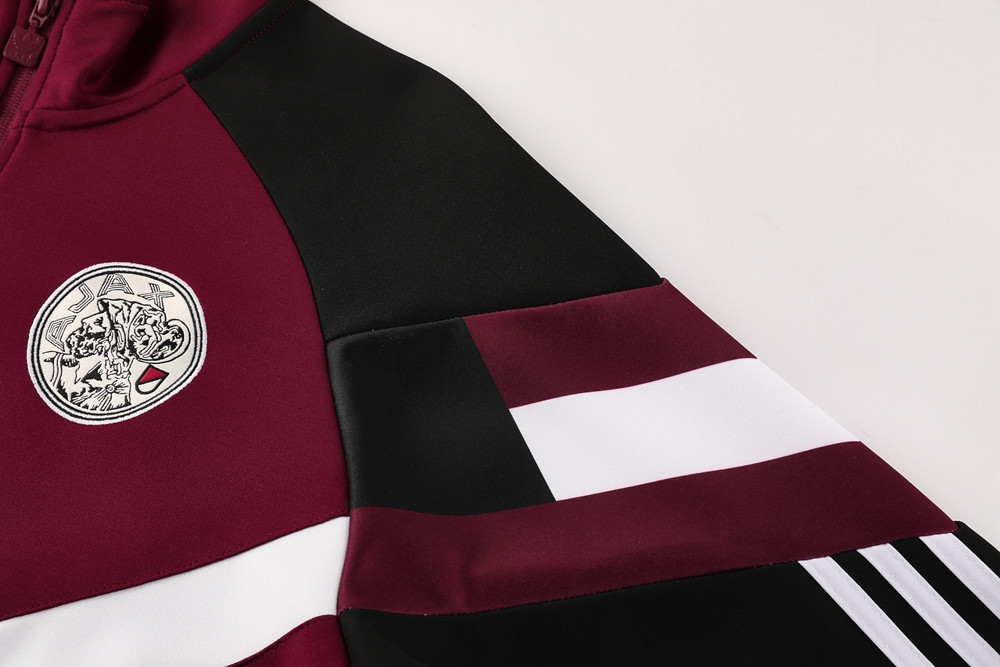 2024 Ajax Maroon Jacket Training Suit Set Football Team Shirt Sports Fashion