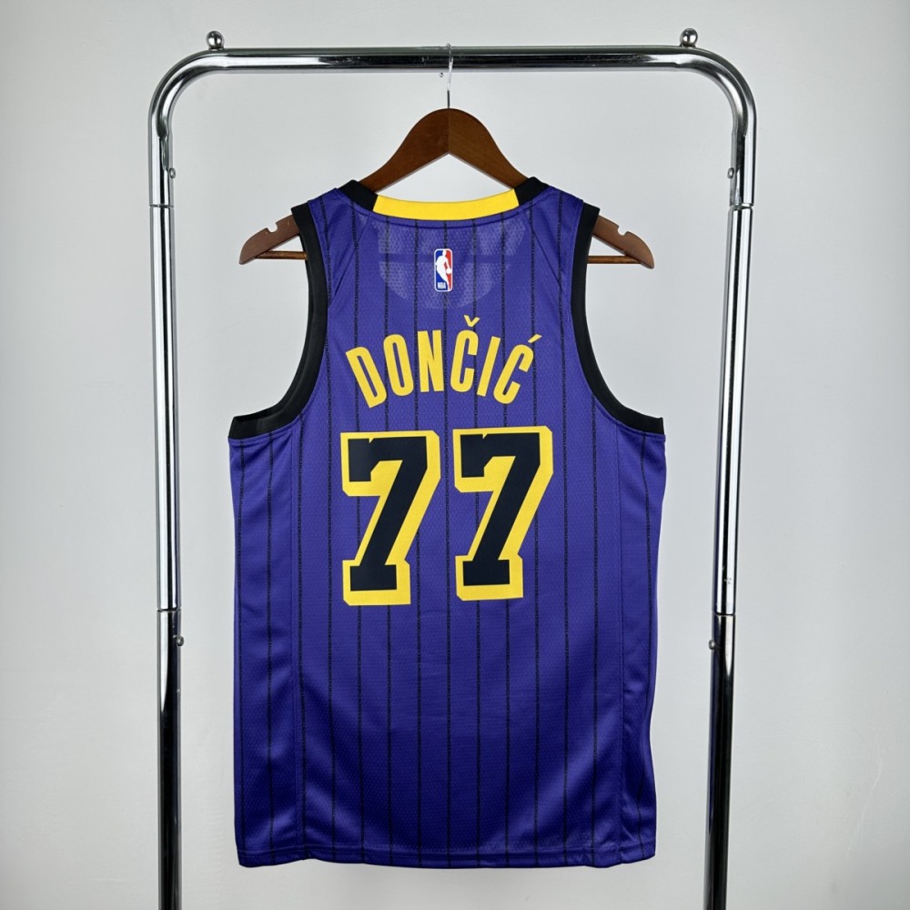 NBA Los Angeles Lakes Round Neck Purple Jersey DONCIC#77 S-XXL