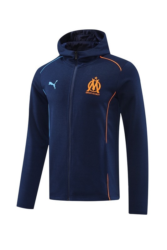 2024 Olympique Marseille Royal Blue Hoodie Jacket Kit Set Football Team Shirt Sports Fashion