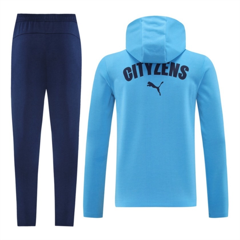 2024 Manchester City Sky Blue Hoodie Jacket Kit Set Football Team Shirt Sports Fashion