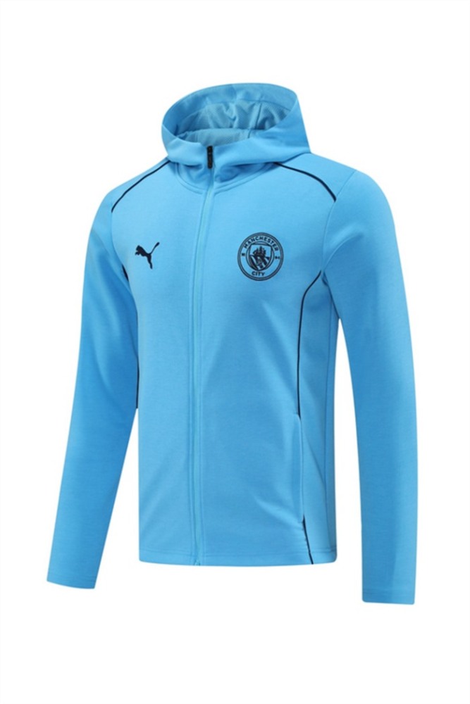 2024 Manchester City Sky Blue Hoodie Jacket Kit Set Football Team Shirt Sports Fashion