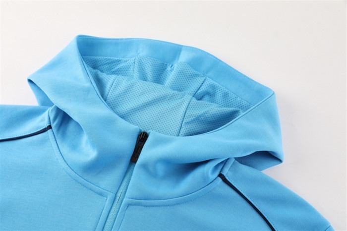 2024 Manchester City Sky Blue Hoodie Jacket Kit Set Football Team Shirt Sports Fashion
