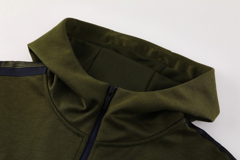 2024 Napoli Army Green Hoodie Jacket Kit Set Football Team Shirt Sports Fashion
