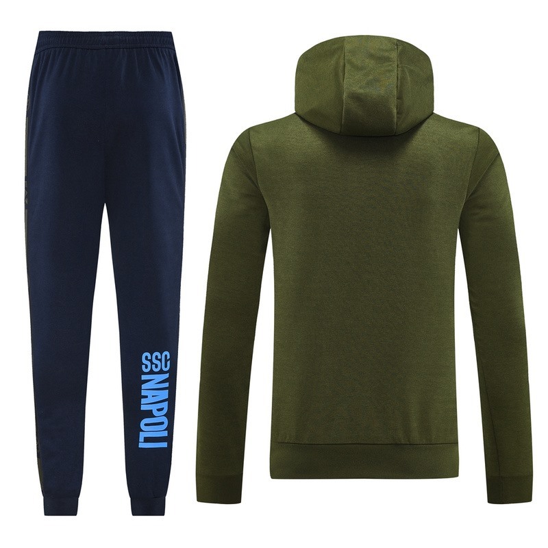 2024 Napoli Army Green Hoodie Jacket Kit Set Football Team Shirt Sports Fashion