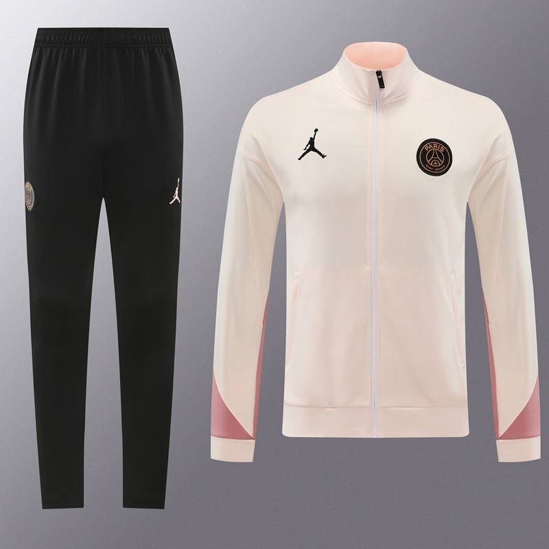 2024 PSG Light Pink Jacket Training Suit Set Football Team Shirt Sports Fashion