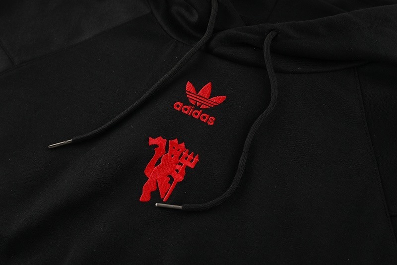 2024 Manchester United Black Hoodie Jacket Kit Set Football Team Shirt Sports Fashion