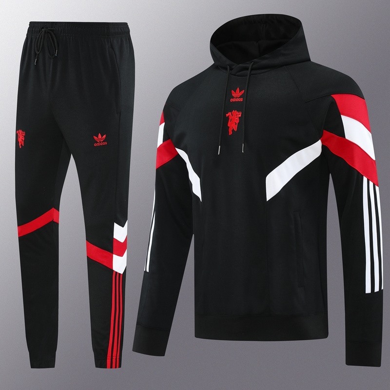2024 Manchester United Black Hoodie Jacket Kit Set Football Team Shirt Sports Fashion