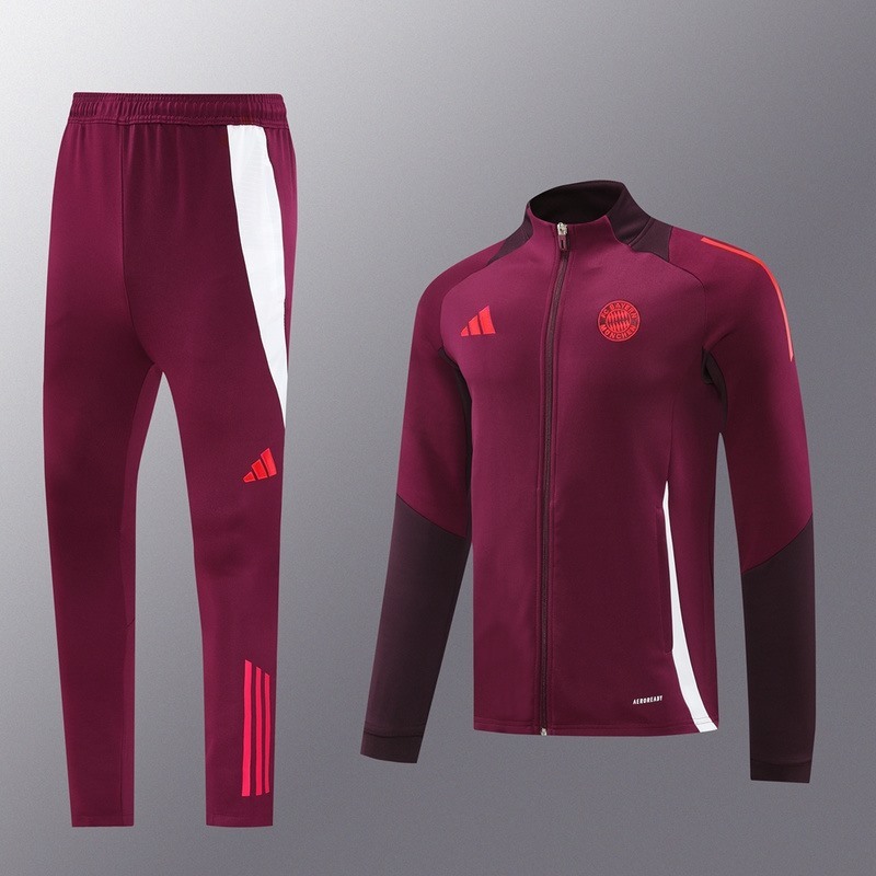 2024 Bayern Munich maroon Jacket Training Suit Set Football Team Shirt Sports Fashion