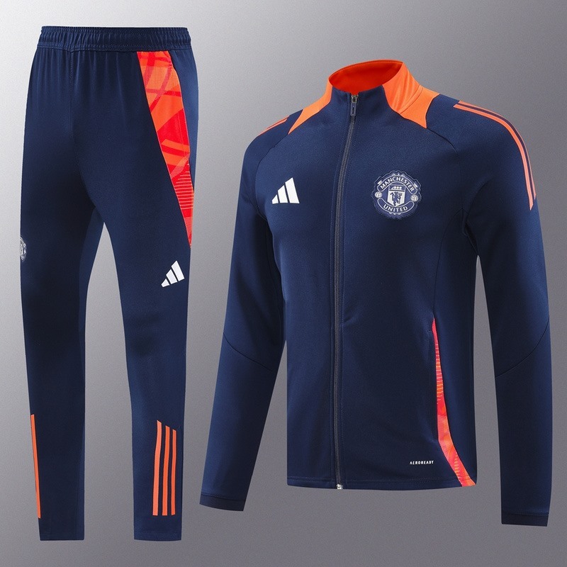 2024 Manchester United Royal Blue Jacket Training Suit Set Football Team Shirt Sports Fashion