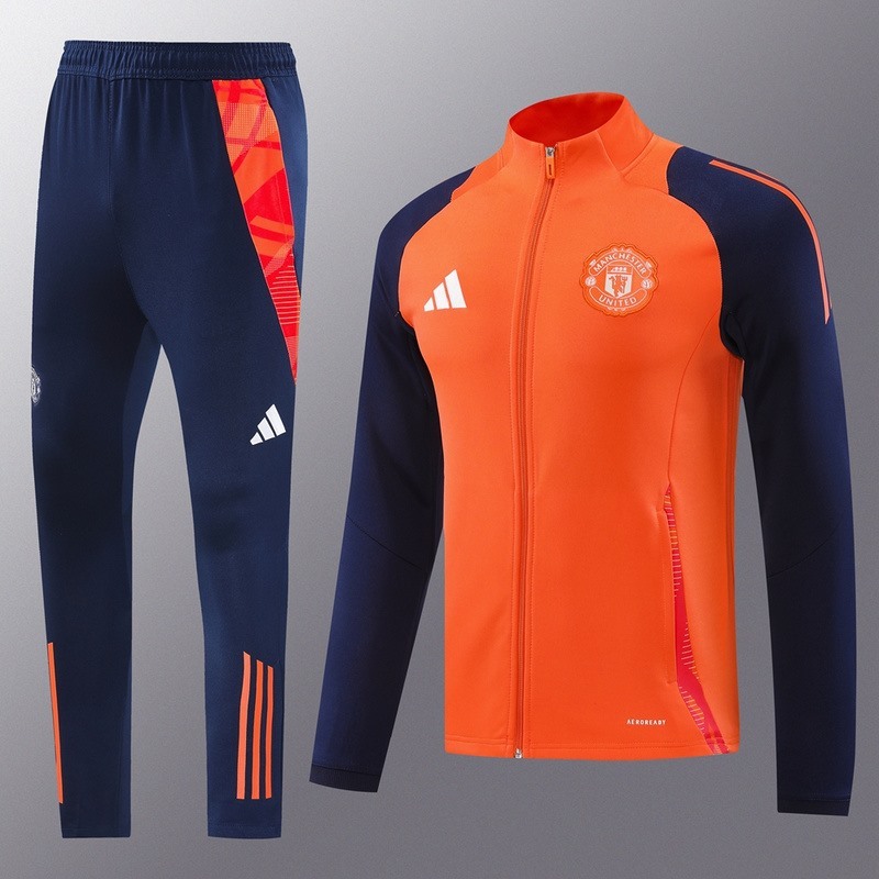 2024 Manchester United Orange Jacket Training Suit Set Football Team Shirt Sports Fashion