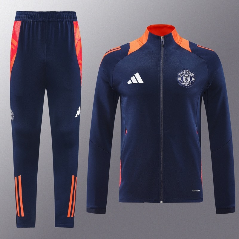 2024 Manchester United Royal Blue Jacket Training Suit Set Football Team Shirt Sports Fashion