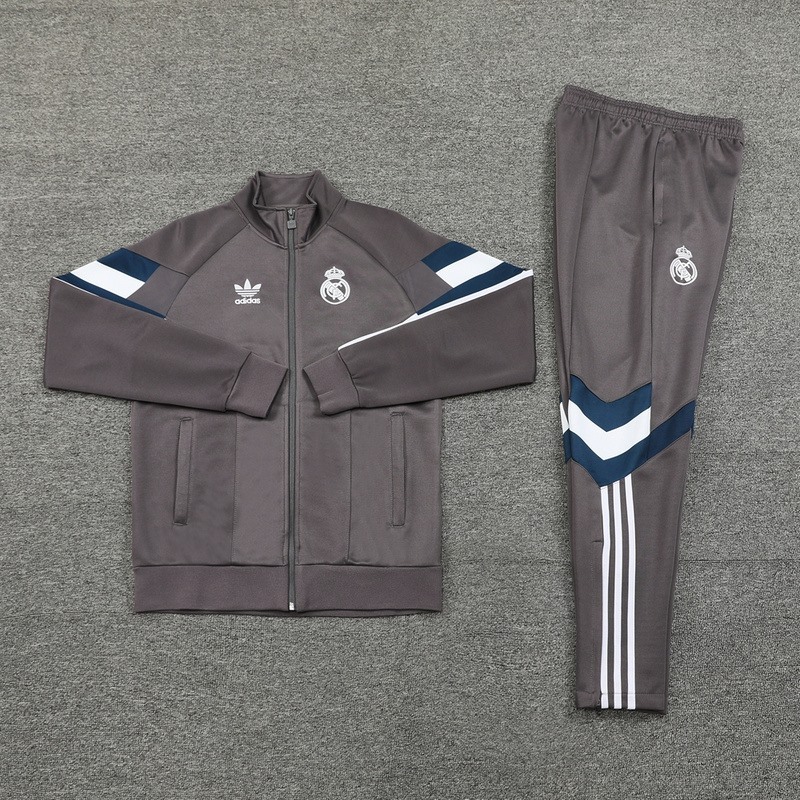 2024 Real Madrid grey Jacket Training Suit Set Football Team Shirt Sports Fashion