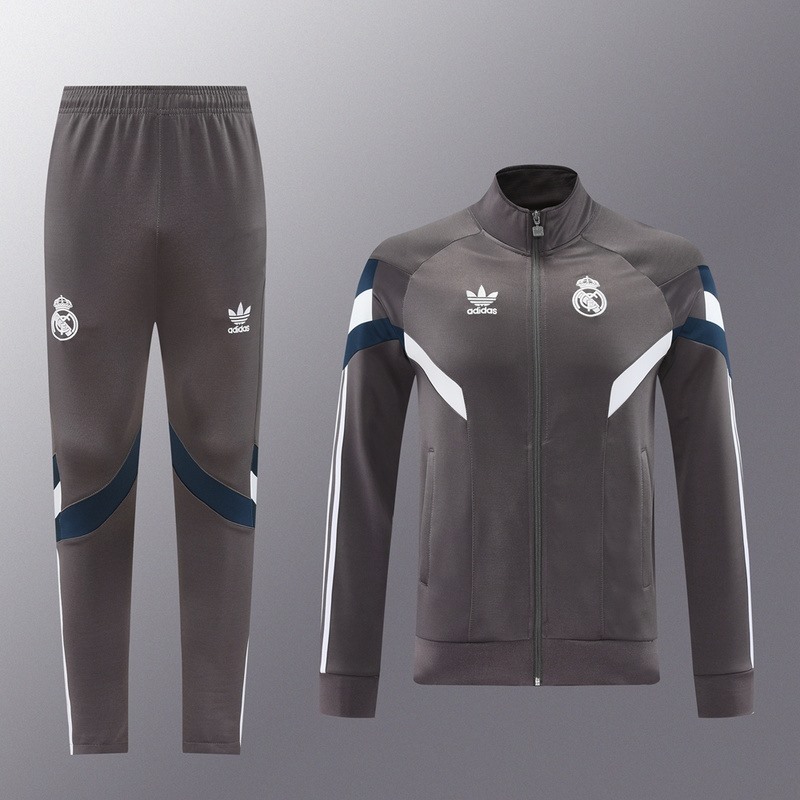 2024 Real Madrid grey Jacket Training Suit Set Football Team Shirt Sports Fashion