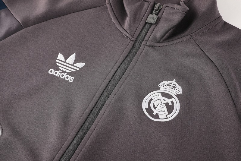2024 Real Madrid grey Jacket Training Suit Set Football Team Shirt Sports Fashion