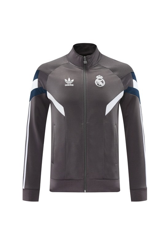 2024 Real Madrid grey Jacket Training Suit Set Football Team Shirt Sports Fashion