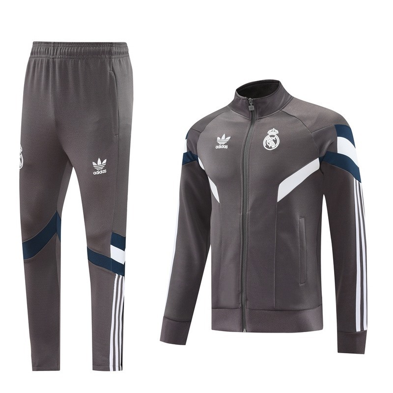 2024 Real Madrid grey Jacket Training Suit Set Football Team Shirt Sports Fashion