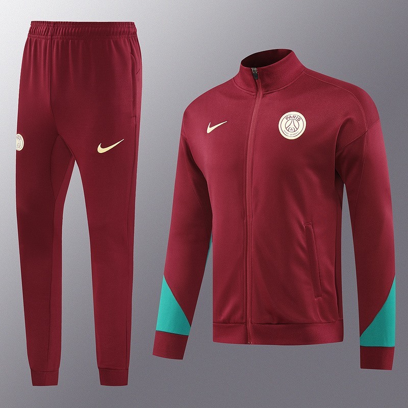 2024 PSG Maroon Jacket Training Suit Set Football Team Shirt Sports Fashion