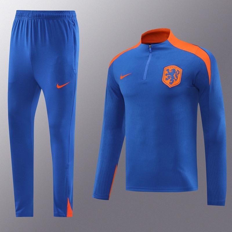 2024 Netherlands Blue Jacket Training Suit Set Football Team Shirt Sports Fashion