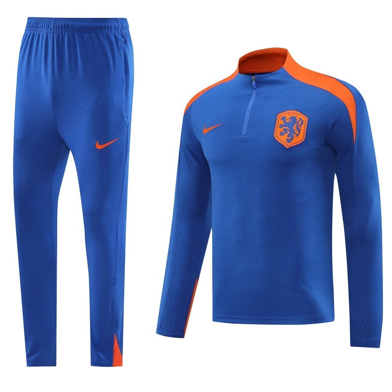 2024 Netherlands Blue Jacket Training Suit Set Football Team Shirt Sports Fashion