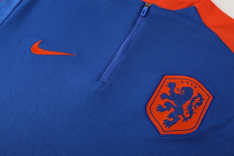 2024 Netherlands Blue Jacket Training Suit Set Football Team Shirt Sports Fashion