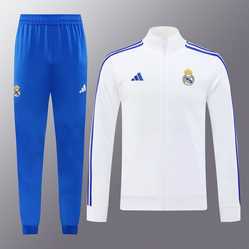 2024 Real Madrid White Jacket Training Suit Set Football Team Shirt Sports Fashion