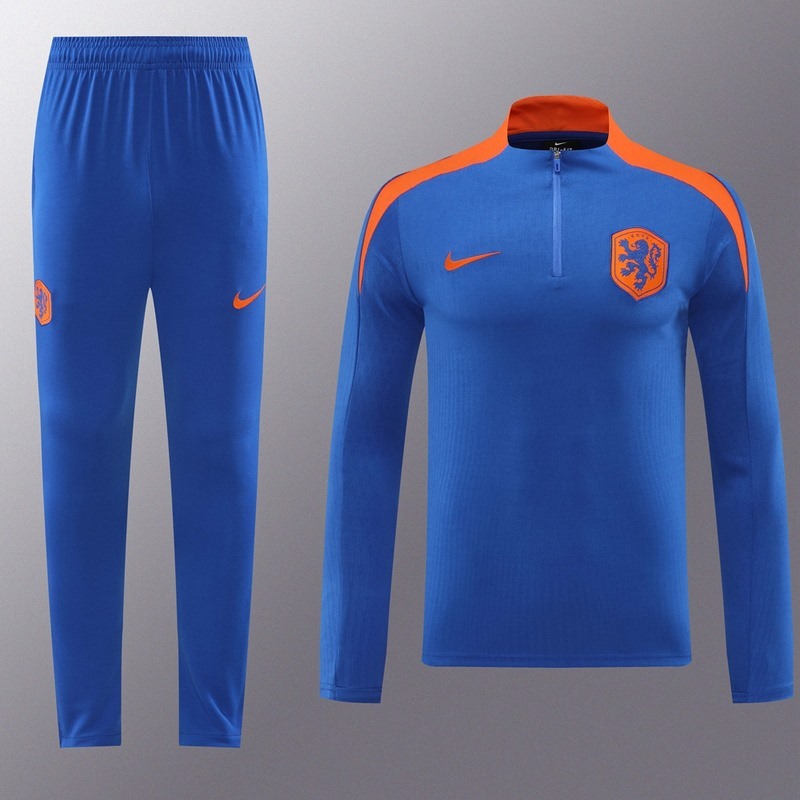 2024 Netherlands Blue Jacket Training Suit Set Football Team Shirt Sports Fashion