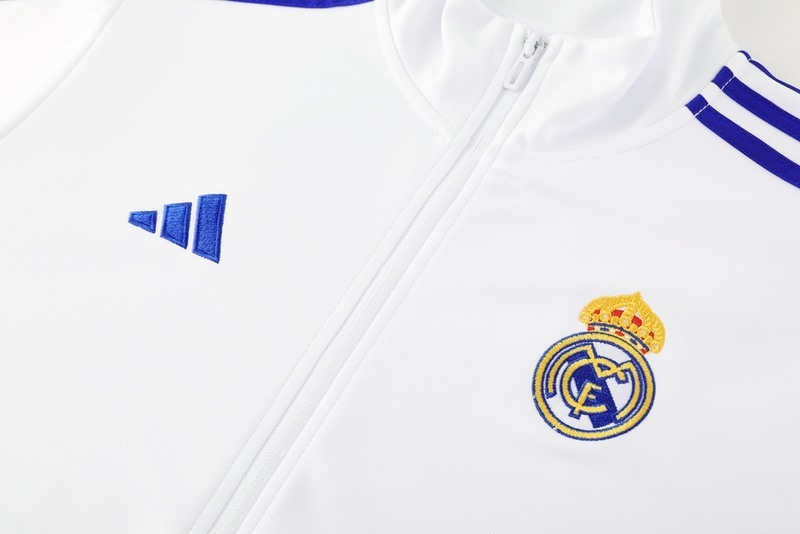 2024 Real Madrid White Jacket Training Suit Set Football Team Shirt Sports Fashion
