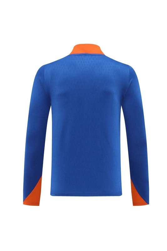 2024 Netherlands Blue Long-sleeved half-pull training kit Football team kit