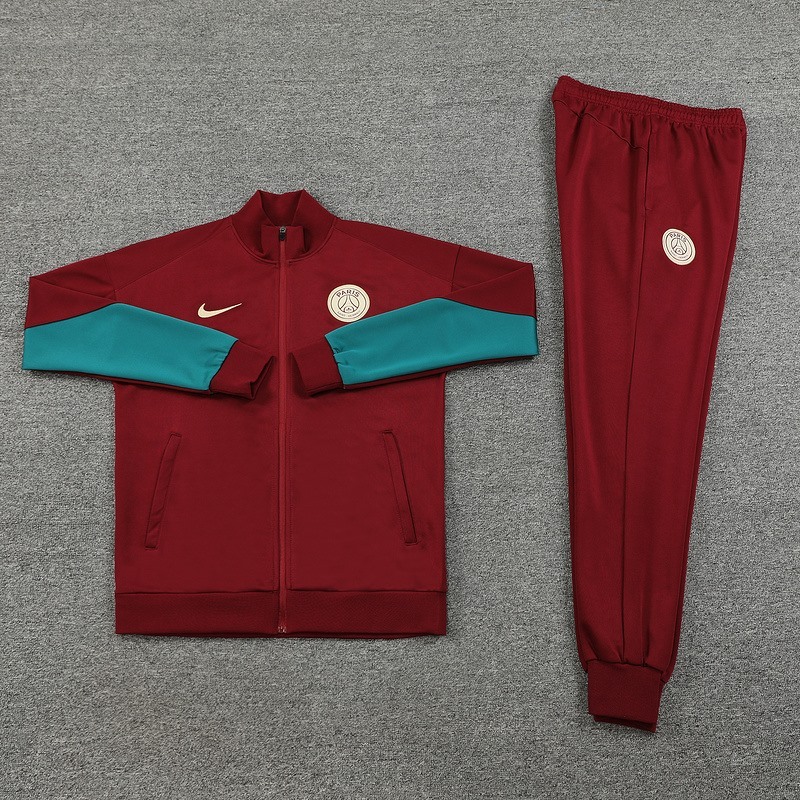2024 PSG Maroon Jacket Training Suit Set Football Team Shirt Sports Fashion