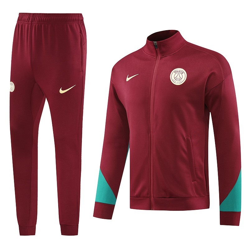 2024 PSG Maroon Jacket Training Suit Set Football Team Shirt Sports Fashion