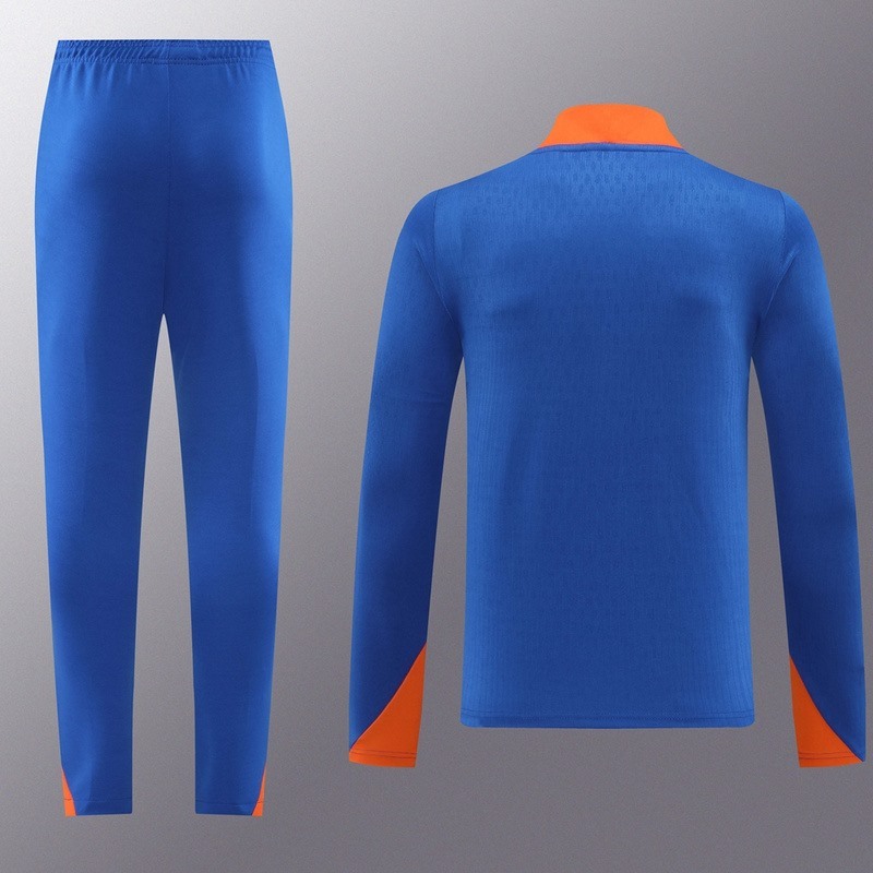 2024 Netherlands Blue Long-sleeved half-pull training kit Football team kit