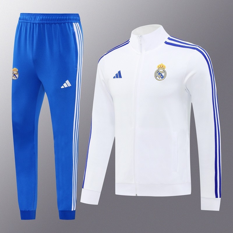 2024 Real Madrid White Jacket Training Suit Set Football Team Shirt Sports Fashion