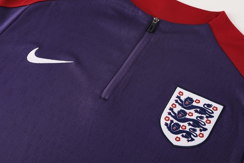 2024 England purple Long-sleeved half-pull training kit Football team kit